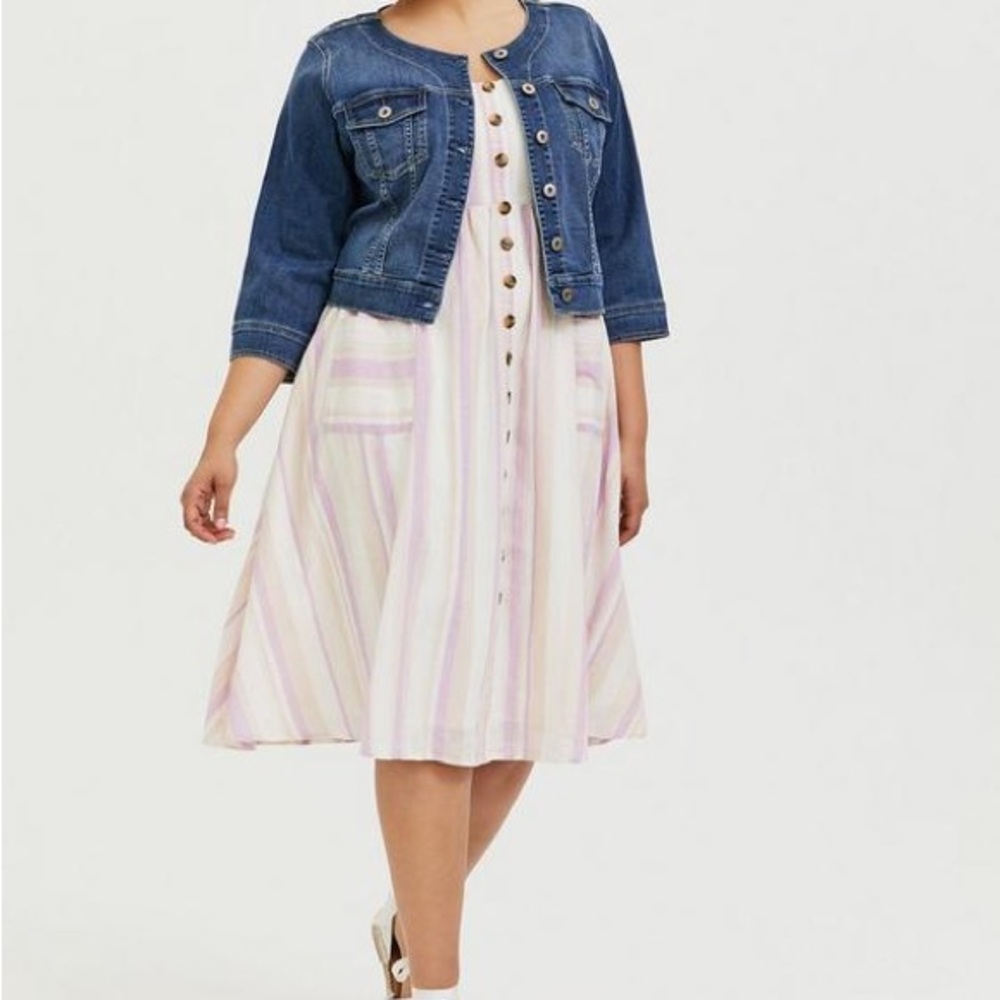 Like New! Torrid Midi Linen Button-Front Dress Si… - image 2